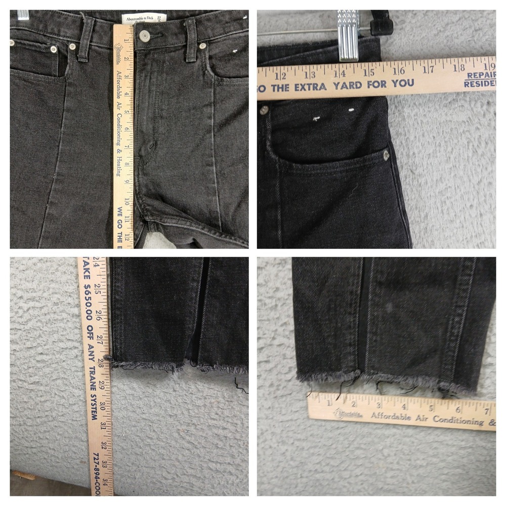 Abercrombie & Fitch Skinny High Rise Jeans Seam Detail Raw Hem Black Size 27/4 - Picture 5 of 16